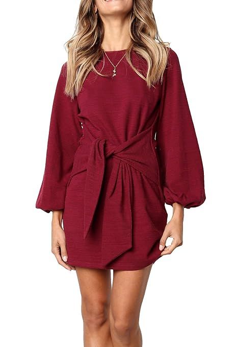 R.Vivimos Women's Autumn Winter Cotton Long Sleeves Elegant Knitted Bodycon Tie Waist Sweater Pen... | Amazon (US)