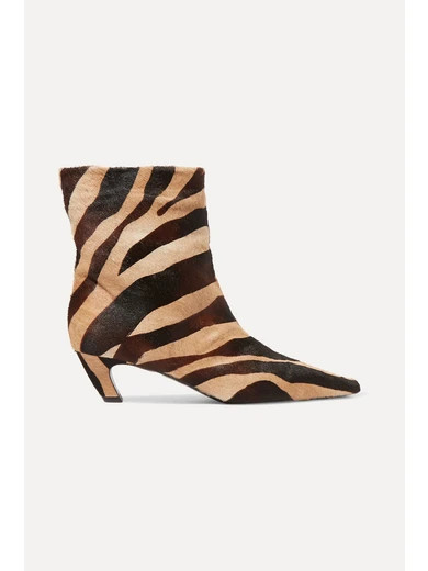 Khaite - Zebra-print Calf Hair Ankle Boots - Zebra print | NET-A-PORTER (US)