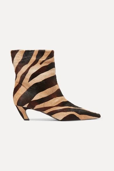 Khaite - Zebra-print Calf Hair Ankle Boots - Zebra print | NET-A-PORTER (US)