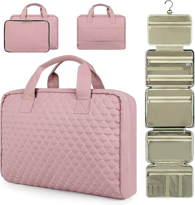 3 In 1 Hanging Travel Toiletry Bag with Luggage Belt, Detachable 5 Sections Makeup Cosmetic Bag, ... | Amazon (US)