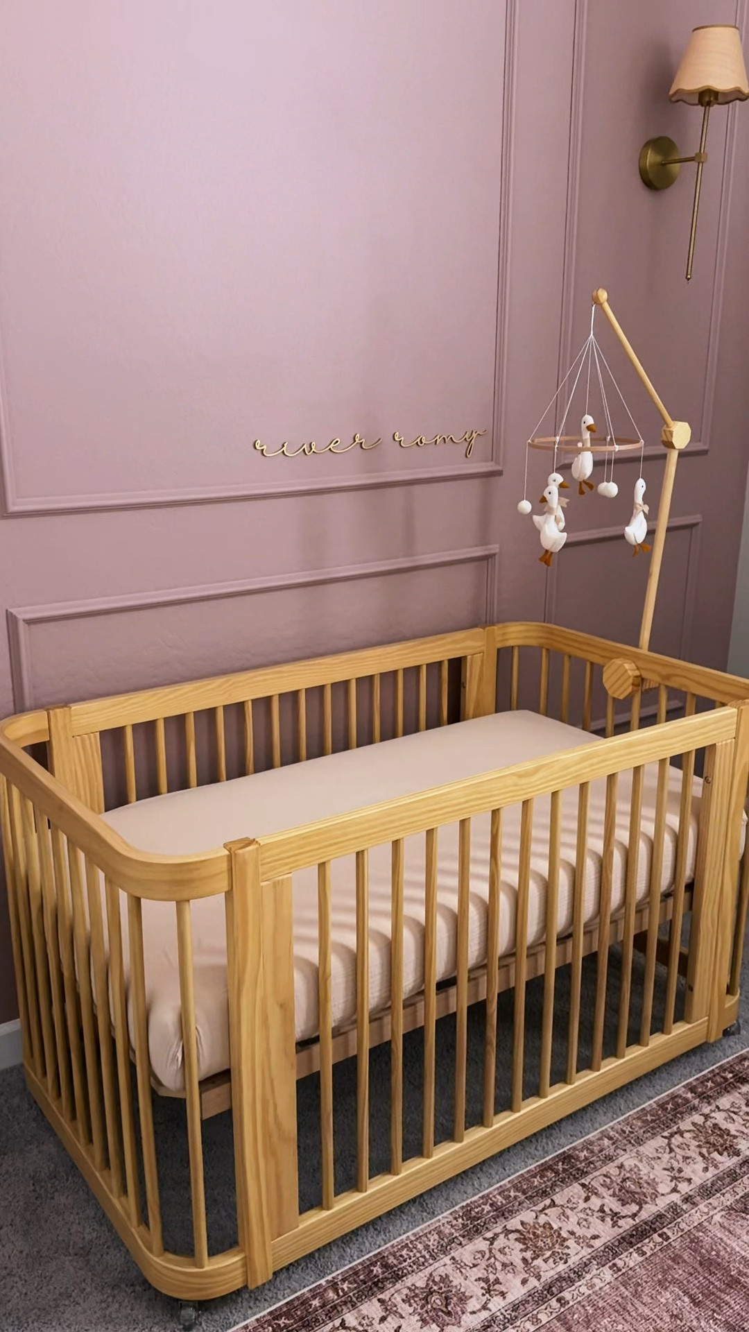 Baby girl’s Nursery reveal! Linked everything here! 

- Wall color: dressy rose sherwin Williams
- Bookshelf color: socialite by sherwin Williams
- Nesting Wave Crib in natural wood (couldn’t link)
- Dresser is color hazelnut
- Happ brand diaper caddy in color beige
- Glider in ivory boucle