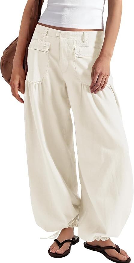 Yanekop Womens Balloon Pants High Waisted Wide Leg Harem Pants | Stretchy Baggy Jeans, Summer Fal... | Amazon (US)