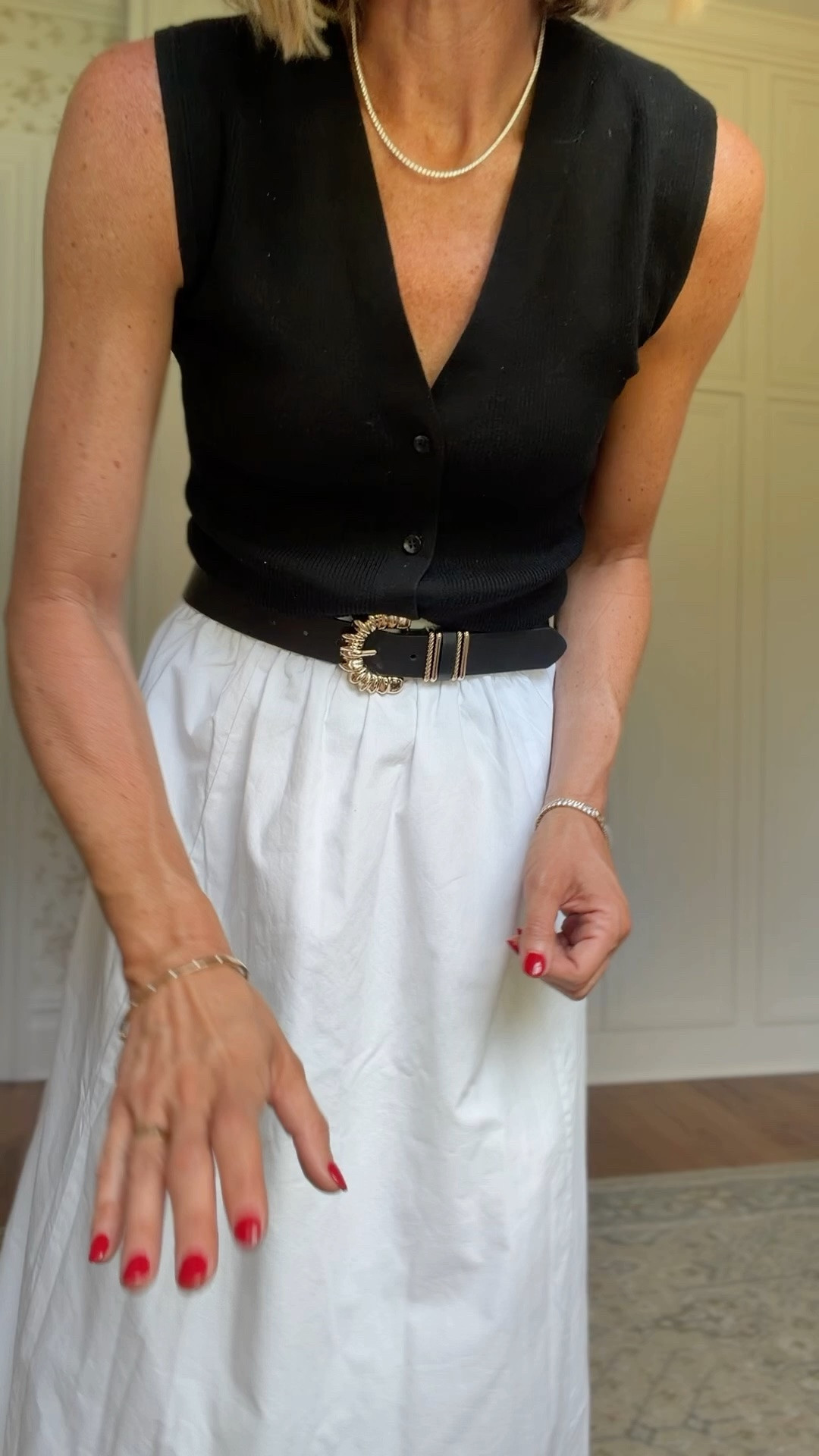 Small in skirt and top
