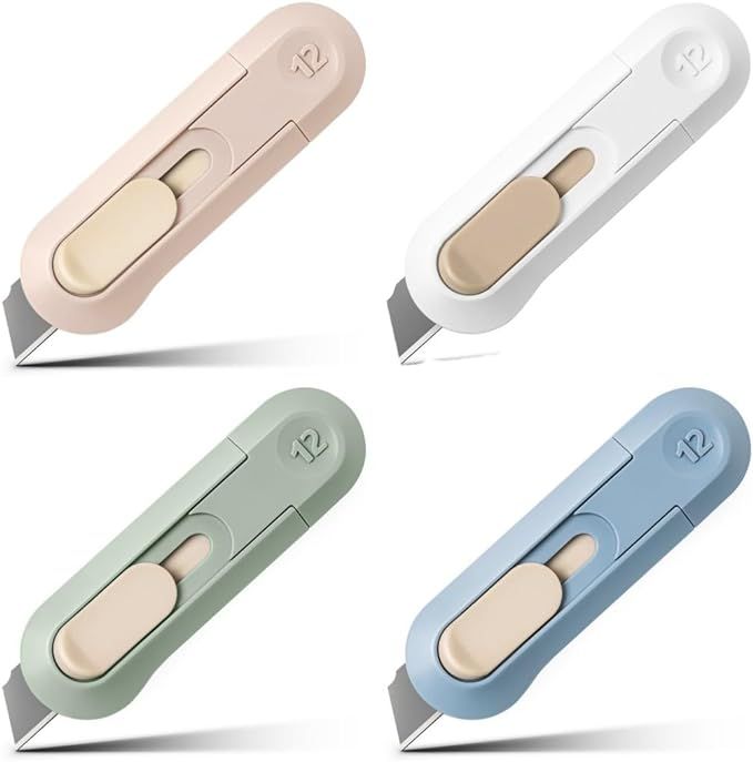 4pcs Utility Knife Box Cutters, Retractable Letter Opener, Sharp Cartons Cardboard Cutter Razor K... | Amazon (US)