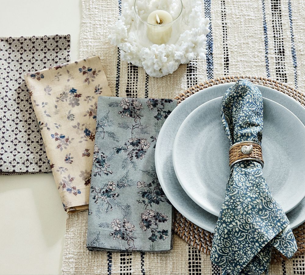 Timeless Florals Cotton Napkins - Mixed Set of 4 | Pottery Barn (US)