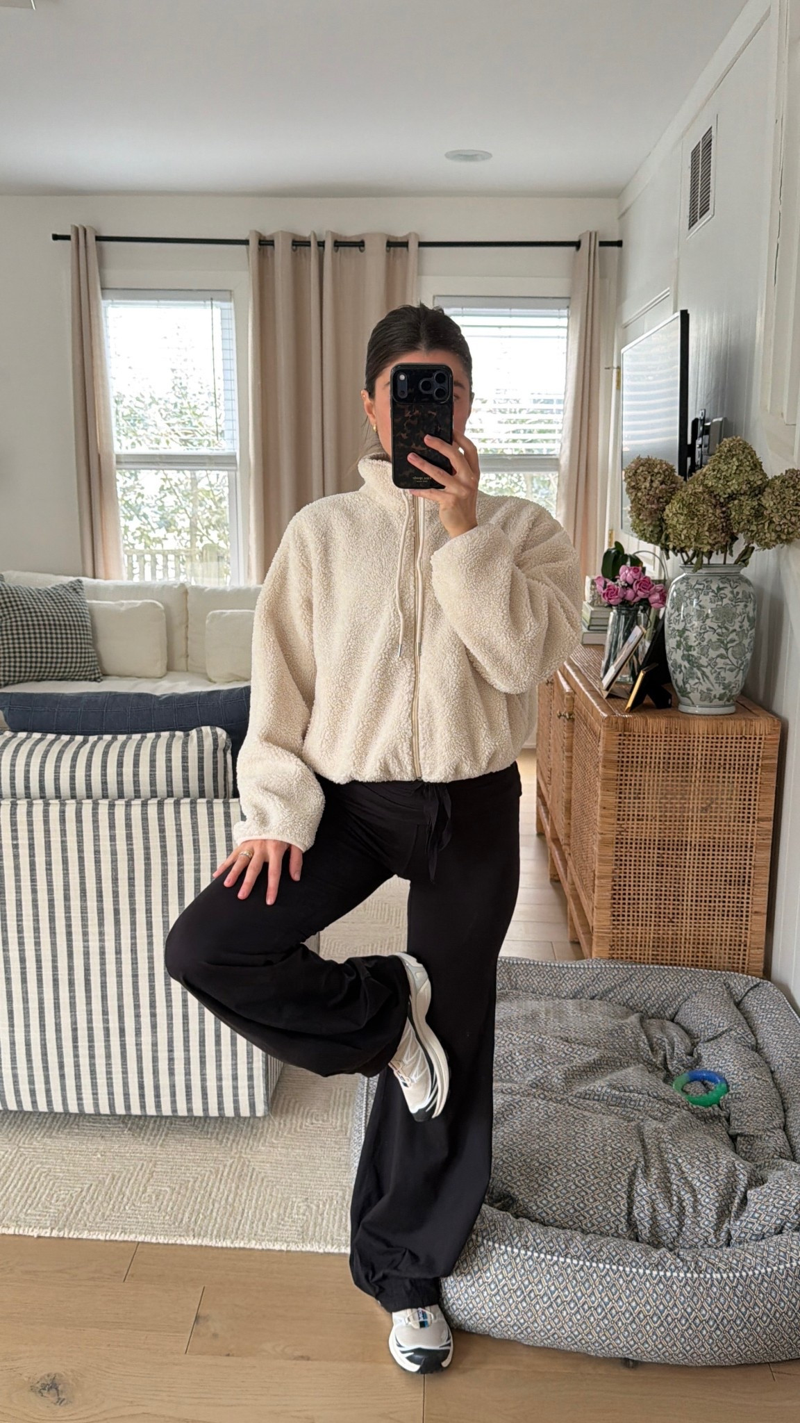 [2/19/26] ootd | obsessssssed with these bubble pants from @freepeople. I wear true size xs. Paired with this fleece I love from @athleta. Sneakers I ended up sizing 1/2 down! 

#LTKootd #LTKActive #LTKmorningroutine