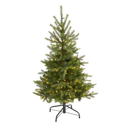 4ft. Spruce Artificial Christmas Tree with 100 Clear Lights and 207 Branches – Small Holiday X-Mas Accent Tree | Target
