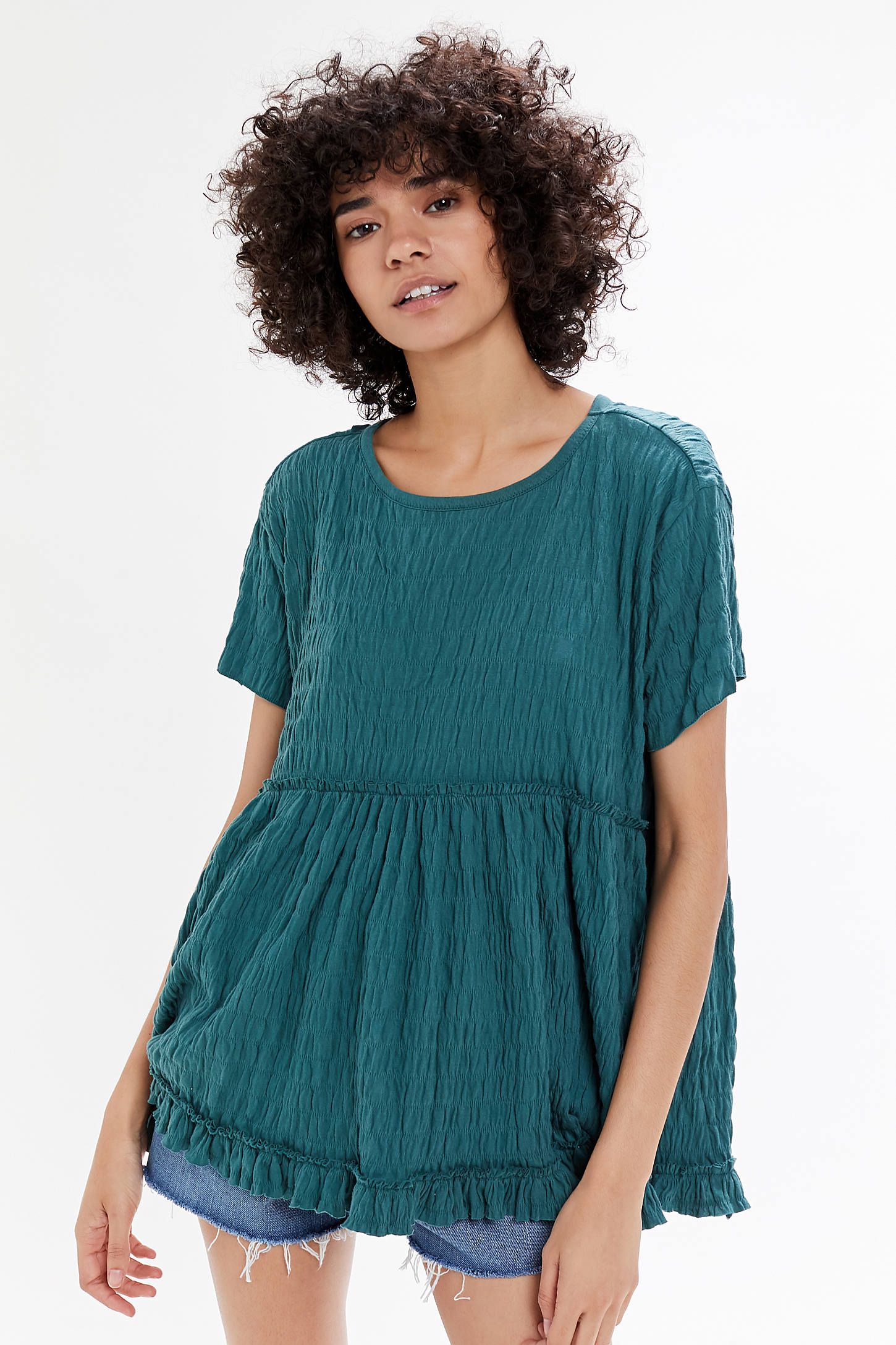 UO Fondant Seersucker Babydoll Top | Urban Outfitters (US and RoW)