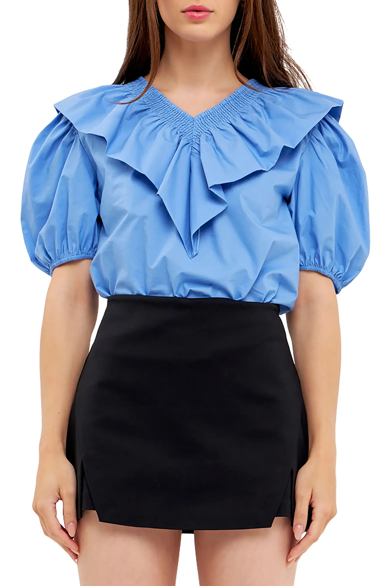Smocked Ruffle Puff Sleeve Cotton Blouse (Women) | Nordstrom | Nordstrom