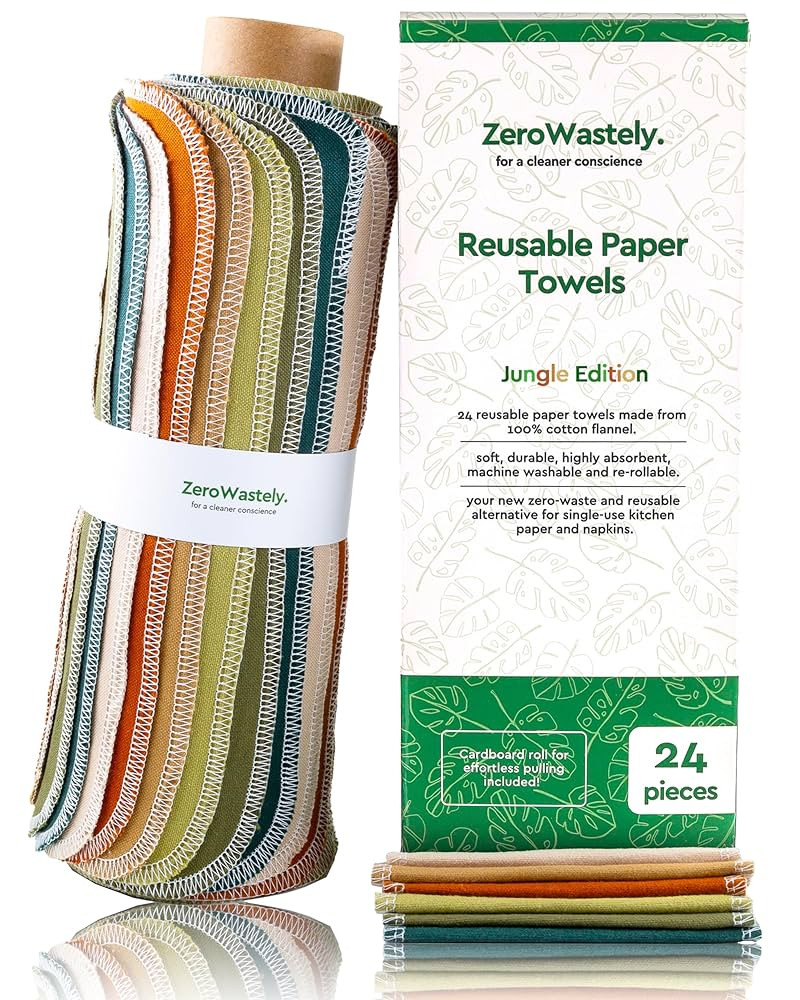 Reusable Paper Towels - Value Pack of 24 Paperless Paper Towels! - 100% Cotton, Super Soft, Absor... | Amazon (US)