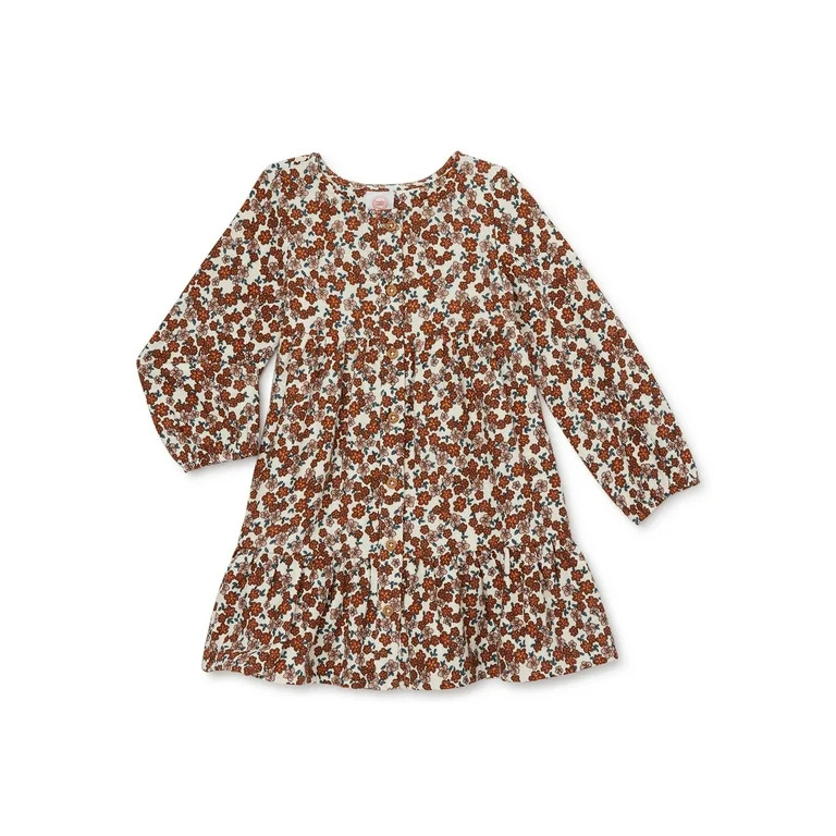 Wonder Nation Toddler Girl Long Sleeve Woven Dress, Sizes 12M - 5T | Walmart (US)