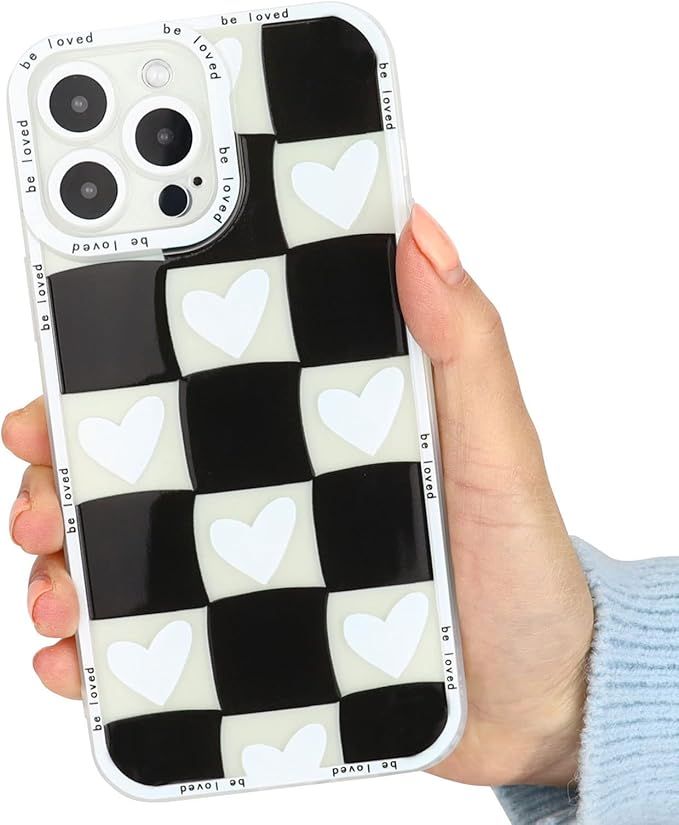 Tonvizern for iPhone 13 Pro Max 6.7 inch Case, Checkerboard Phone Case, Clear Black White Checker... | Amazon (US)