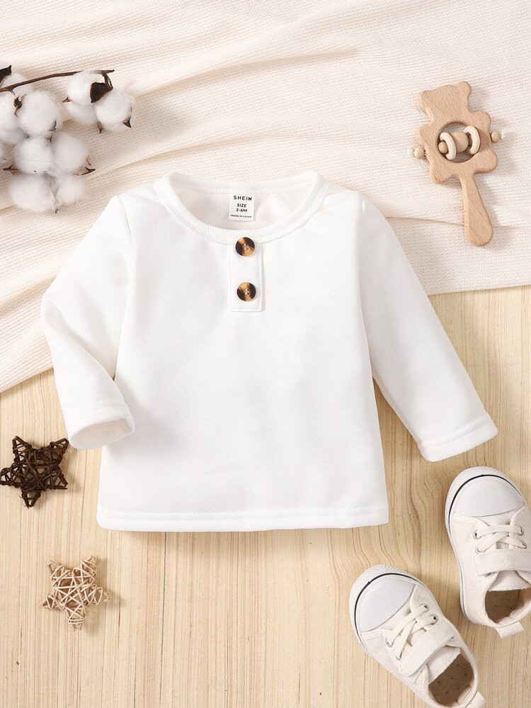 Baby Solid Fake Button Tee | SHEIN