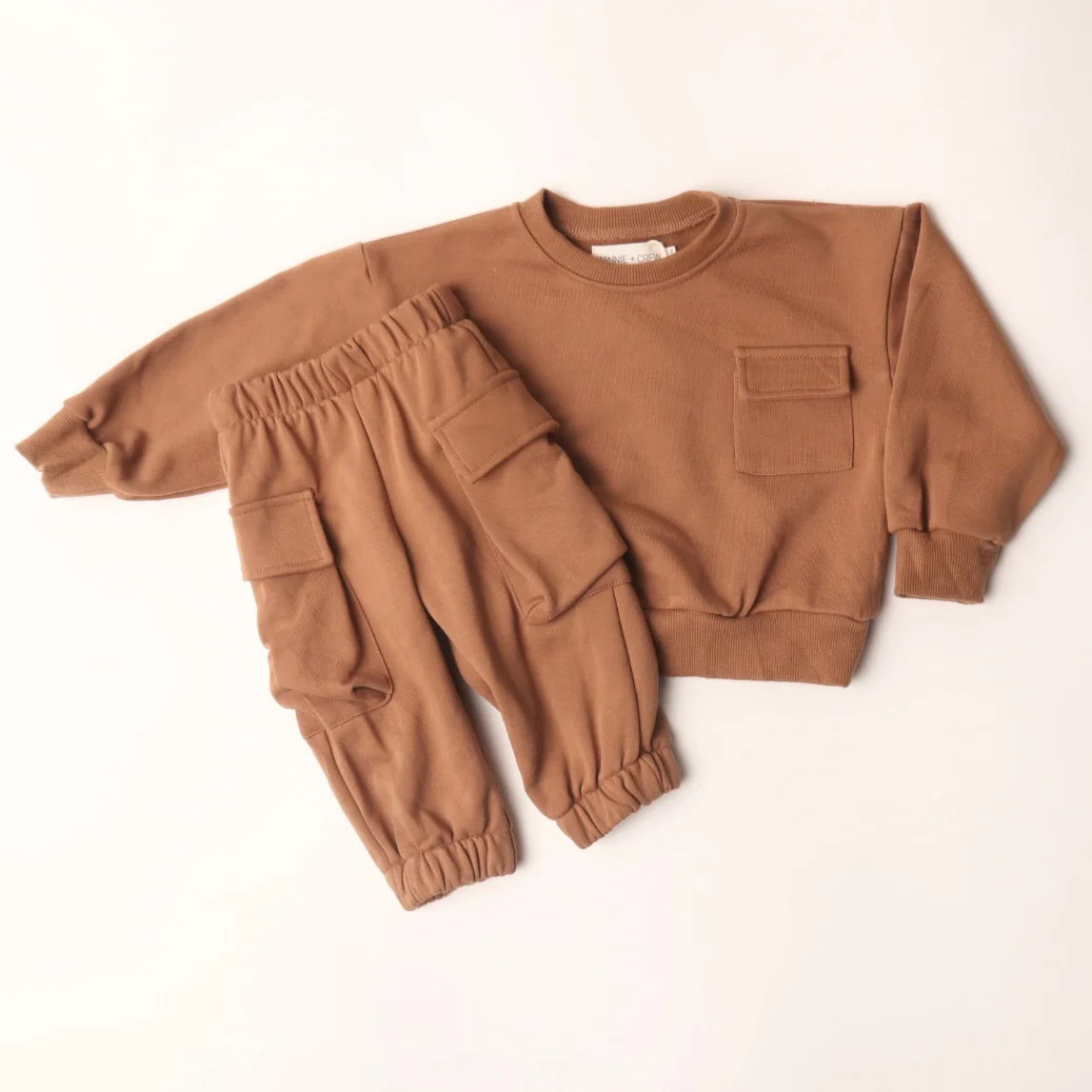Cargo Sweatshirt Set in Brown | Winnie and Crew