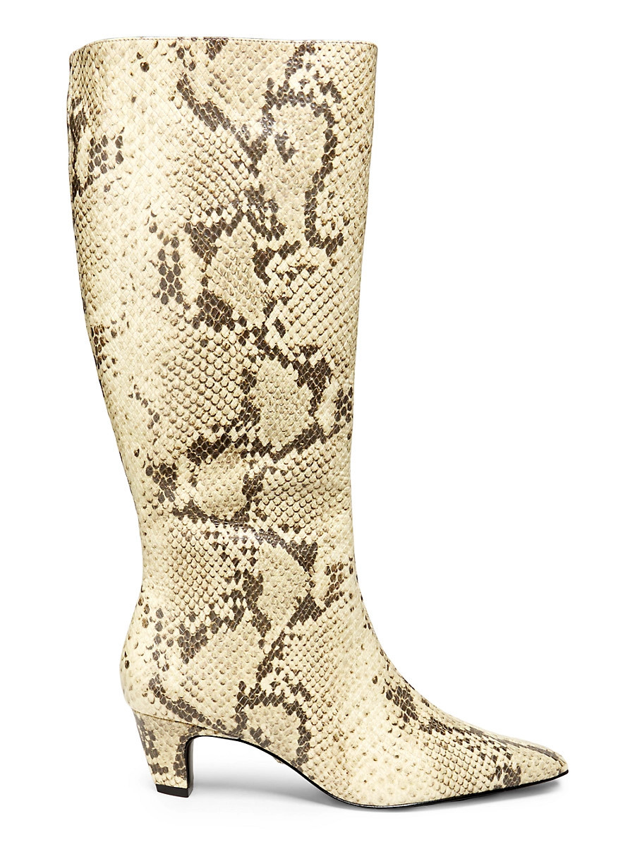 Women's Dellia 65MM Snake-Embossed Leather Boots - Natural - Size 9 | Saks Fifth Avenue