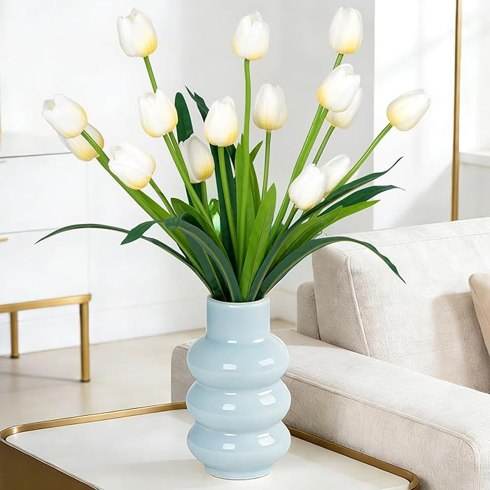 Homsunny 18.9 "Large Light Yellow Imitation Tulip Artificial Flowers, 15-Piece Pack. Perfect for ... | Amazon (US)