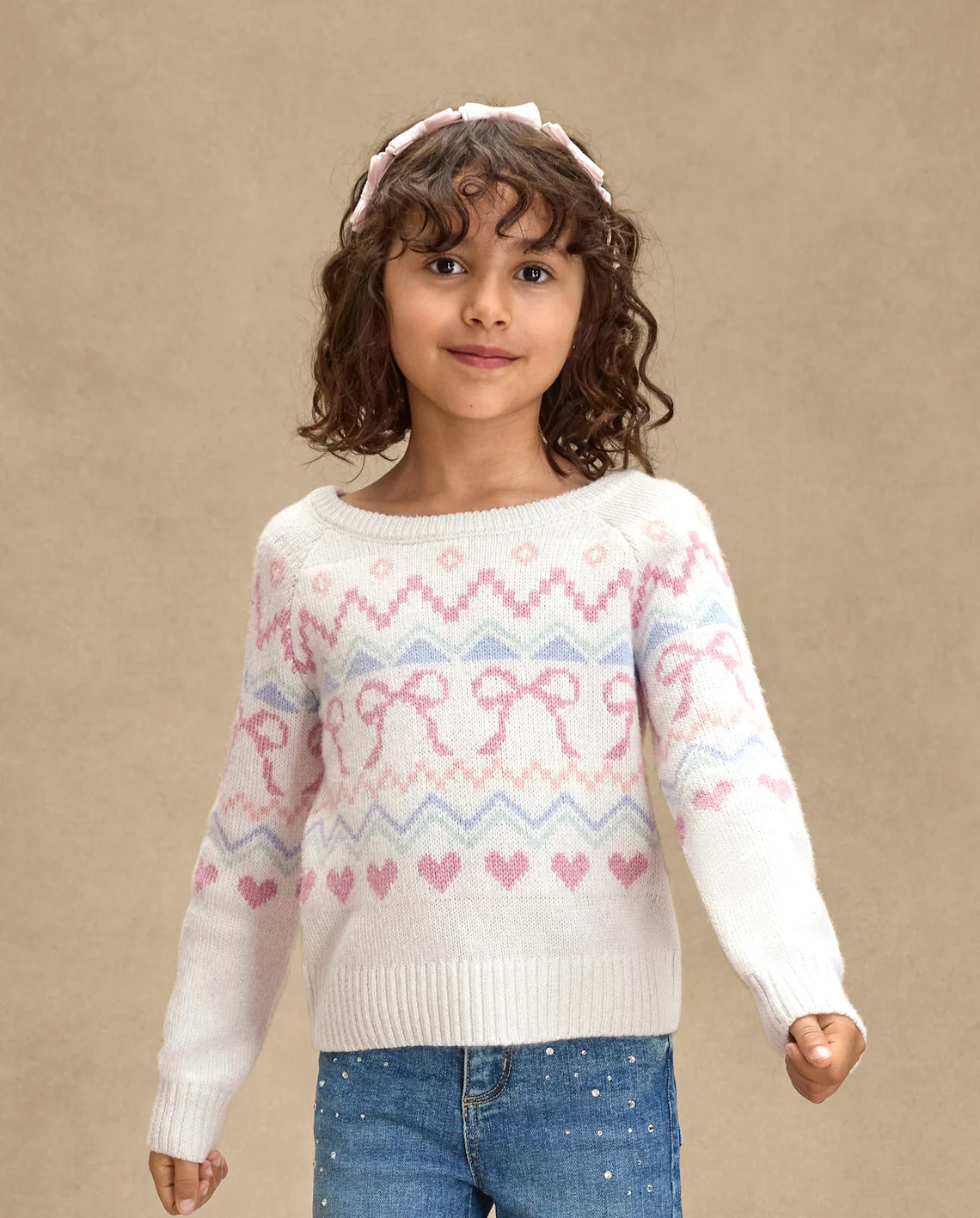 Girls Fairisle Bow Back Sweater - On Pointe - WHITE | Gymboree | Gymboree