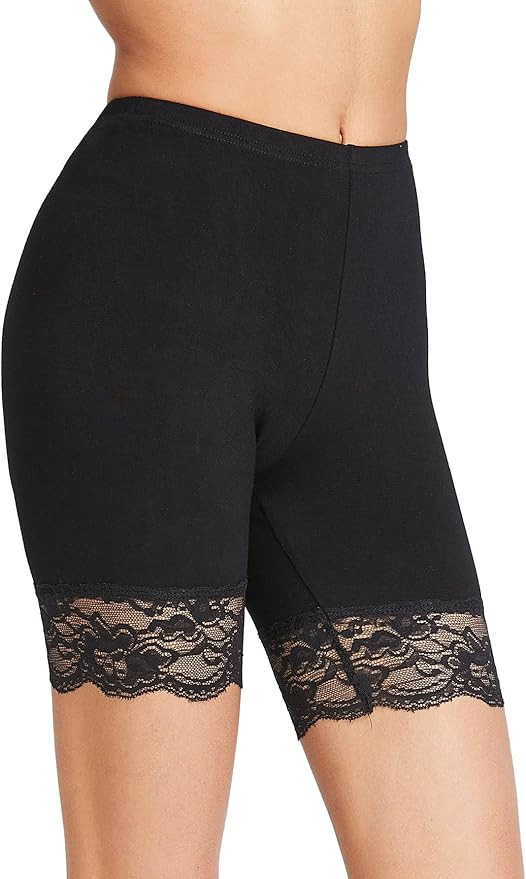 SweatyRocks Women's Sexy Lace Trim Slip Shorts Yoga Bike Active Short Leggings | Amazon (US)