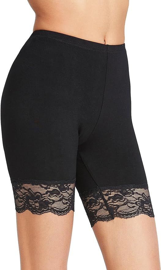 SweatyRocks Women's Sexy Lace Trim Slip Shorts Yoga Bike Active Short Leggings | Amazon (US)