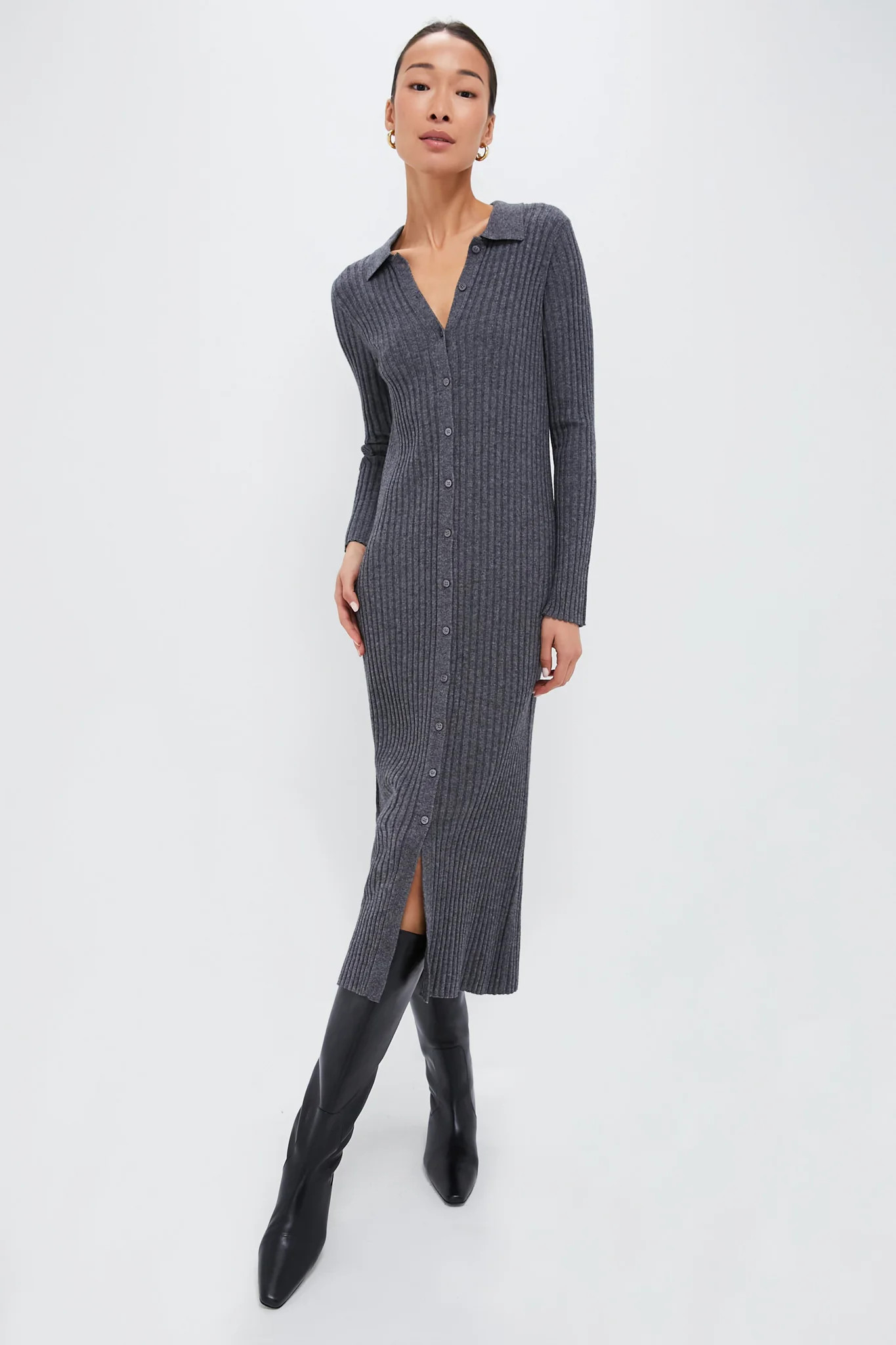Medium Heather Gray Long Sleeve Alice Ribbed Dress | Tuckernuck (US)
