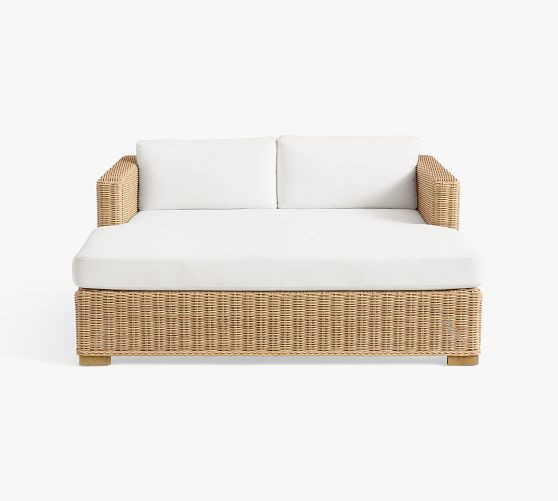 Huntington Wicker Outdoor Daybed | Pottery Barn (US)