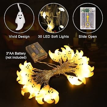 JMEXSUSS 30 LED Halloween String Lights, Cute Battery Operated Ghost String Lights Indoor for Fir... | Amazon (US)