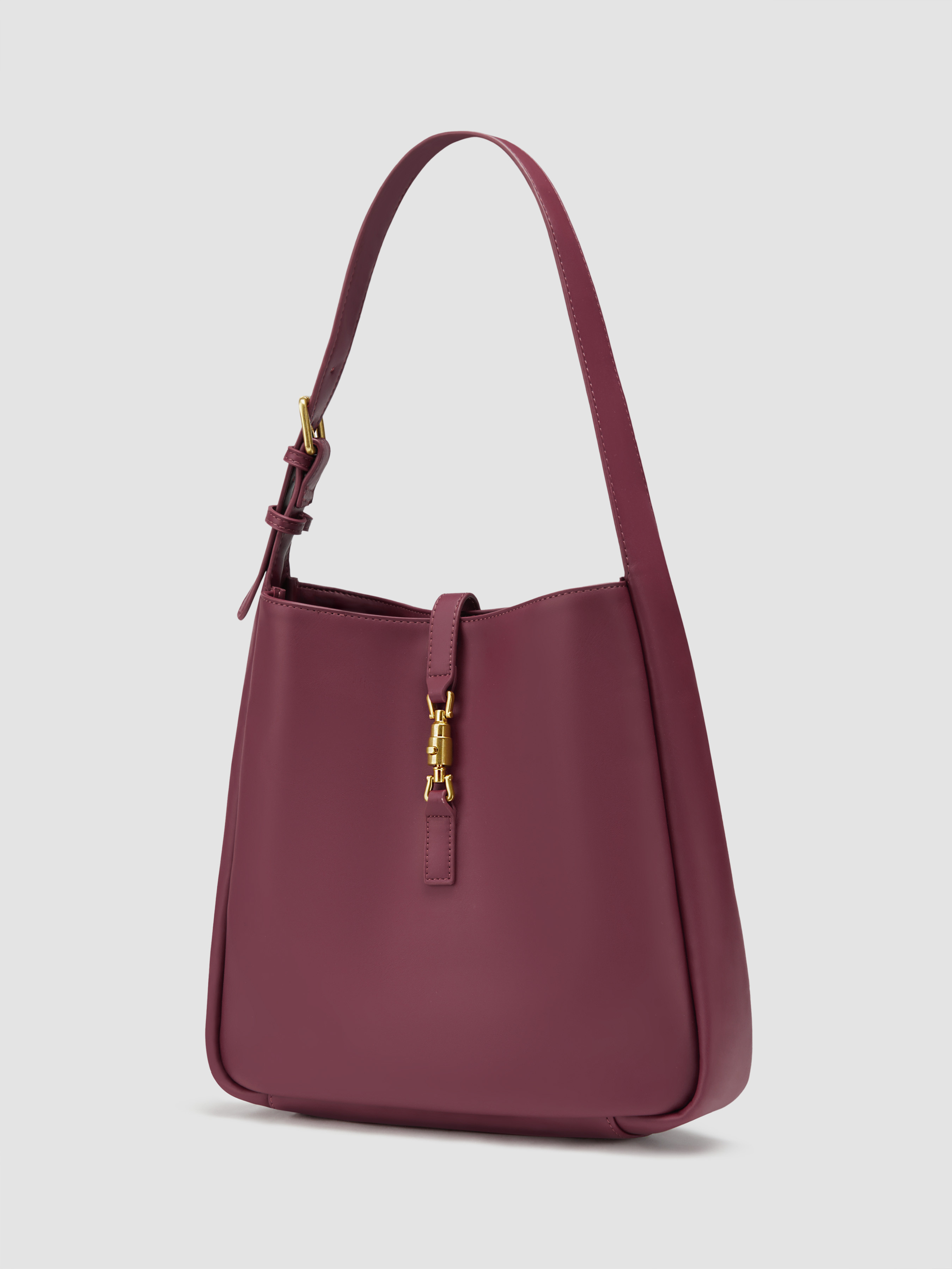 Faux Leather Soft Push-lock Decor Tote Bag For Daily Casual Coffee Shop Outdoor Work | Cider