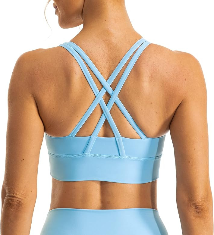 Lavento Women's Strappy Sports Bra Medium Support Workout Training Top | Amazon (US)