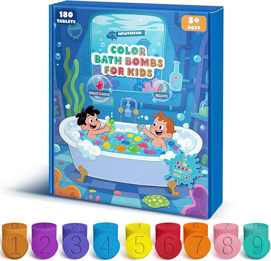 Bath Bombs for Kids - 180 Mini Color Tablets in 9 Bright Colors for Creative Bathtub Art Bath Toy... | Amazon (US)