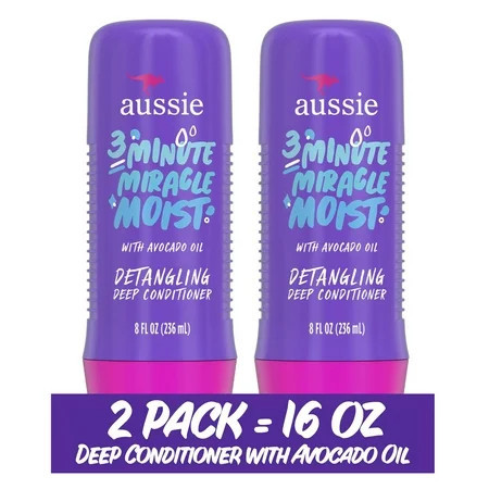 Aussie 3 Minute Miracle Moist Conditioner Paraben Free Twin Pk 8.0 fl oz. for All Hair Types | Walmart (US)