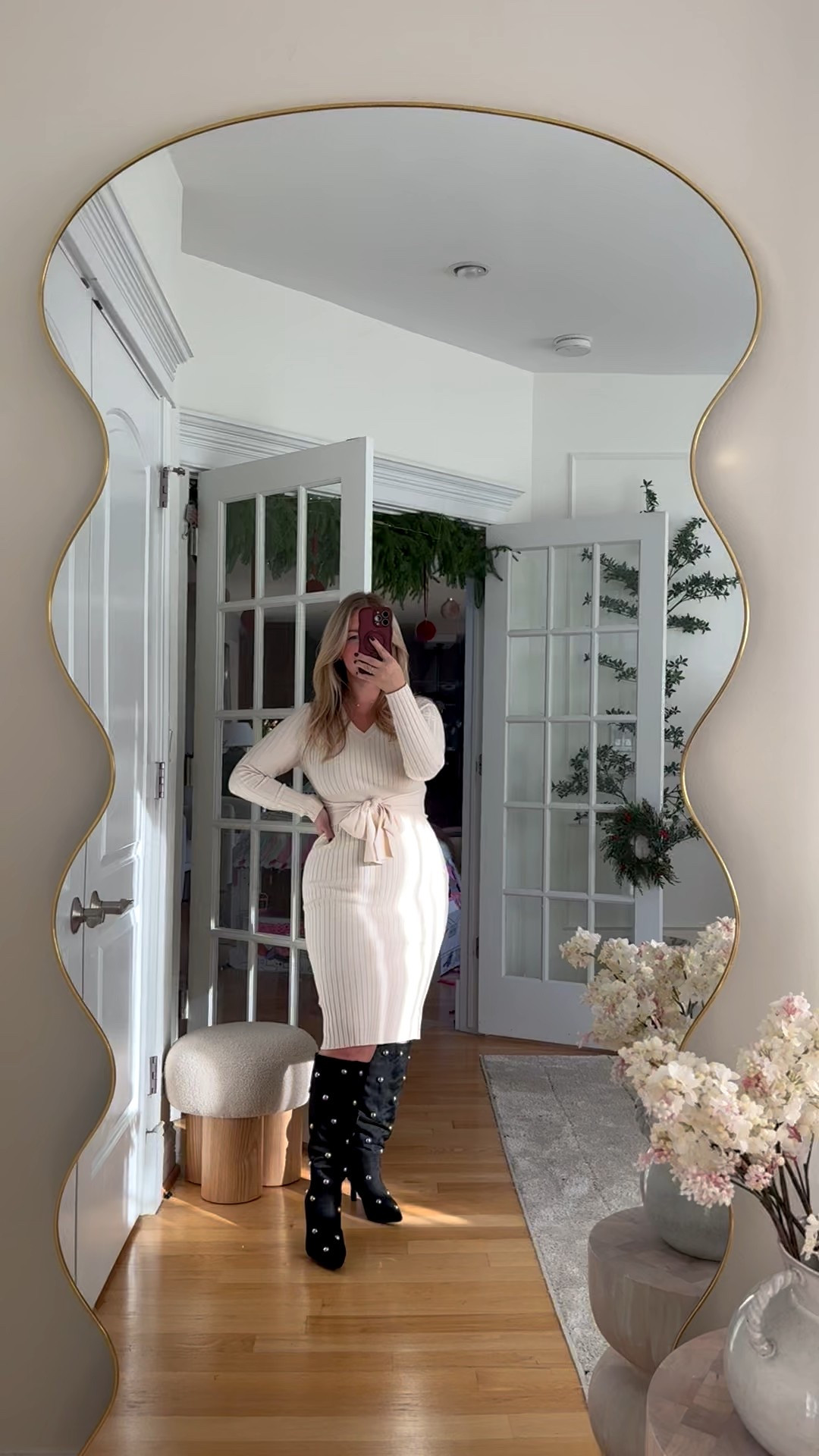 Holiday dinner outfit idea! These boots are so comfortable and perfect for all holiday events! Dress is one of my favorites! 

#LTKCyberWeek #LTKgrwm #LTKHoliday