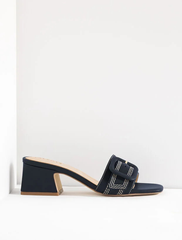 Kathryn Buckle Vachetta Block Heel Sandals | Talbots