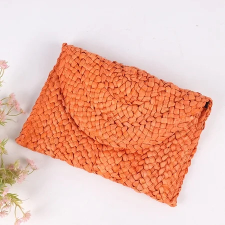 GFH Straw Clutch Purses for Women Summer Beach Bags Envelope Woven Clutch Handbags Orange | Walmart (US)