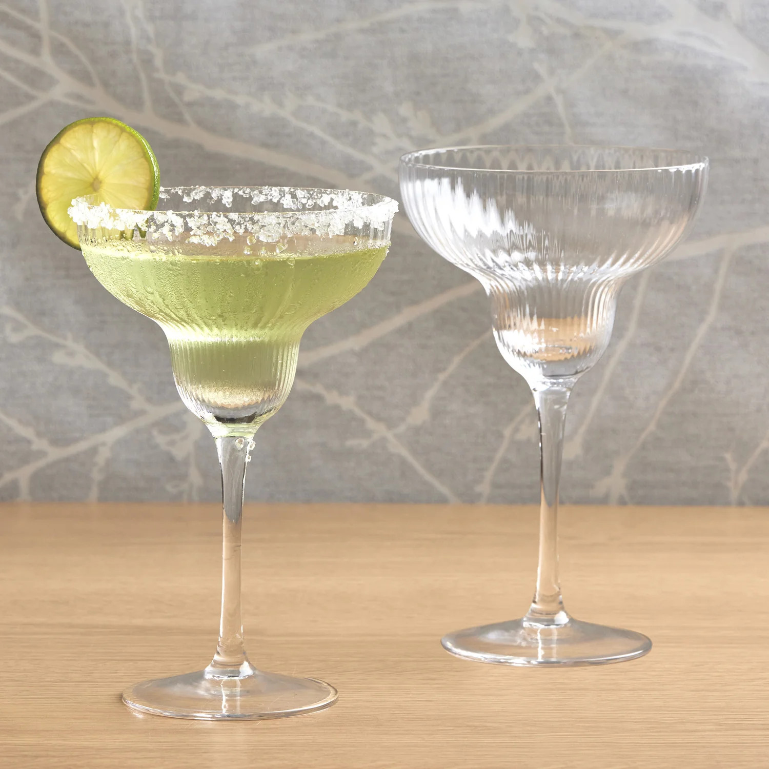 Anton Studio Designs Empire Clear Ribbed Margarita Glasses, Set of 2 | Sabavi Home