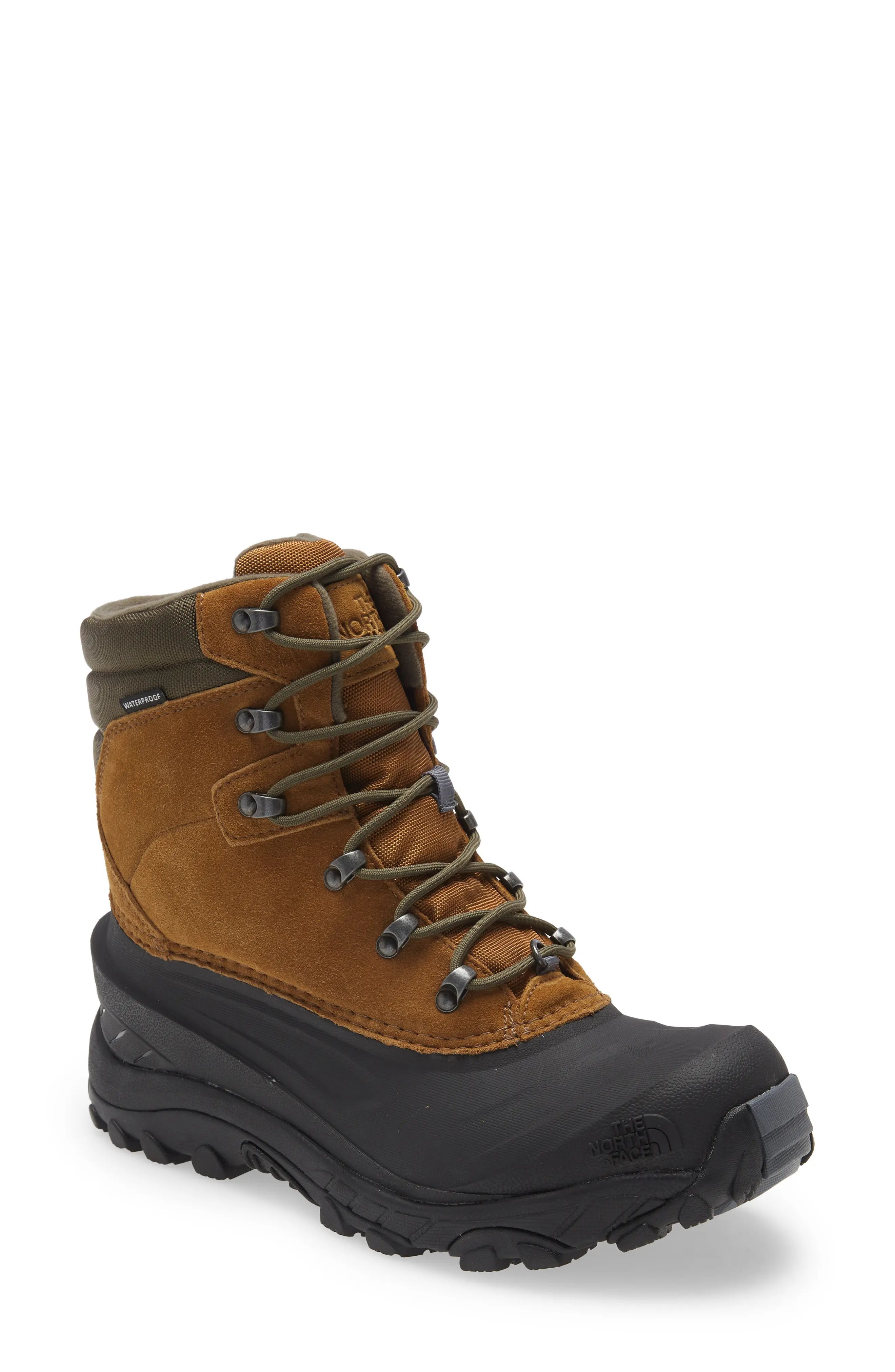 The North Face Chilkat IV Waterproof Insulated Snow Boot, Size 8 in Brown/Green at Nordstrom | Nordstrom