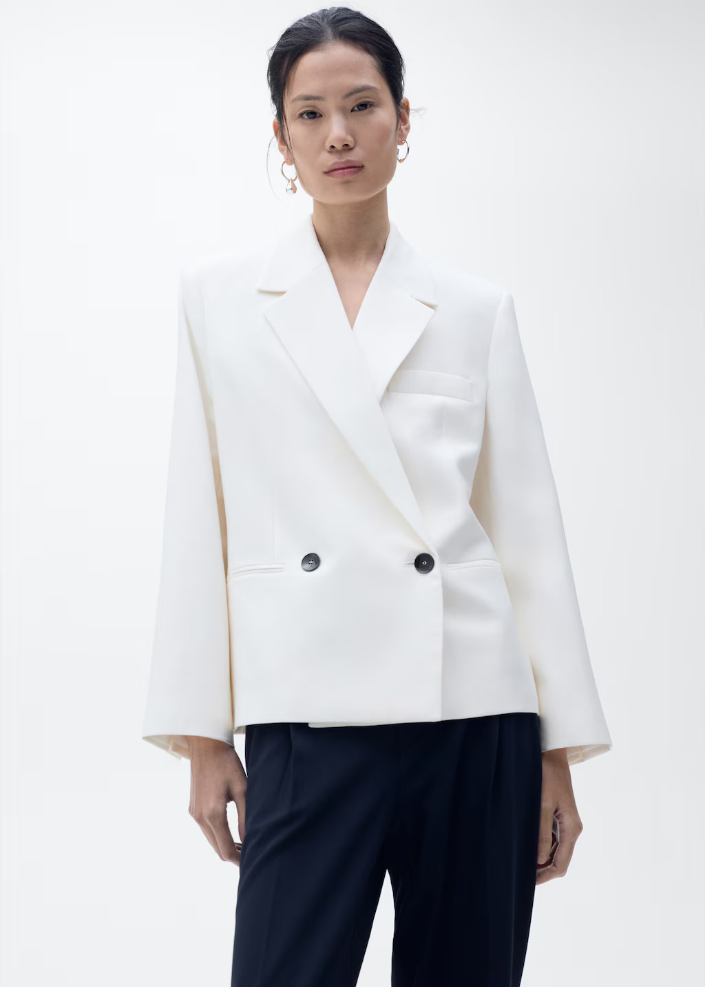 Contrasting double-breasted blazer - Women | MANGO USA | Mango (US/MX/AU)