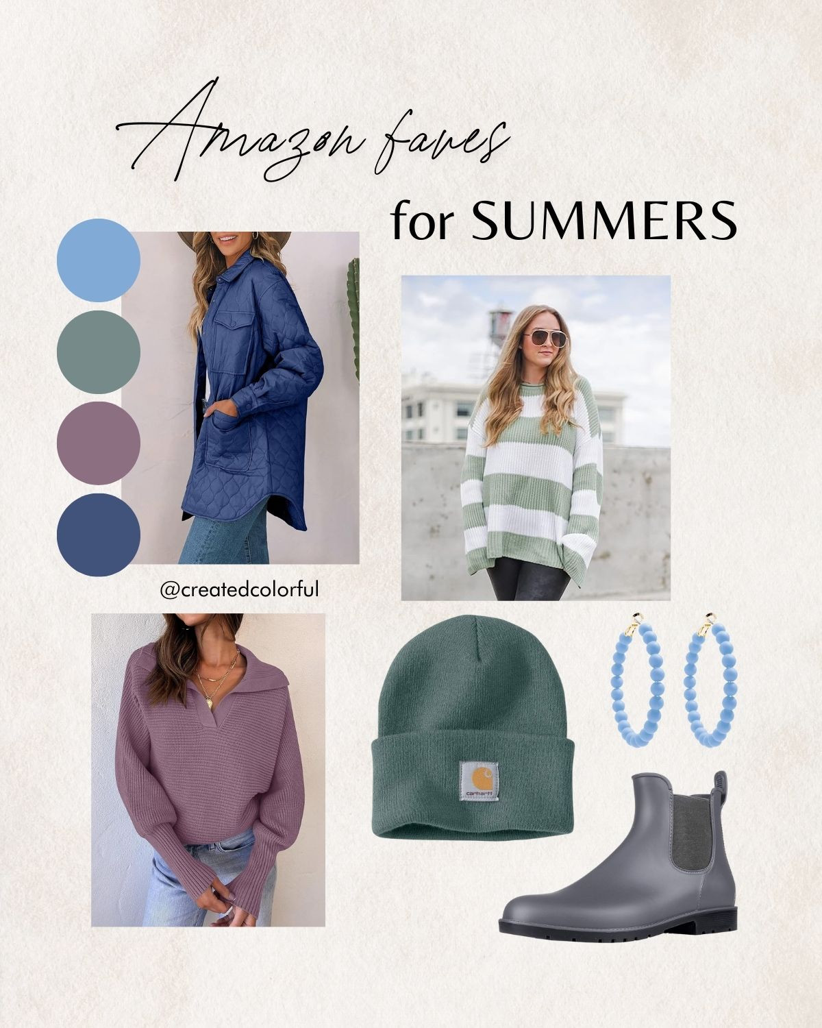  When you find a gem on Amazon in your perfect color 🤩

Summer palettes, these gorgeous serene and cozy finds will make you the main character - for less. 

From these adorable gray Chelsea boots to this soft purple sweater, we’re digging these Amazon finds  

#createdcolorful

 

#LTKMidsize #LTKSeasonal #LTKFindsUnder50
