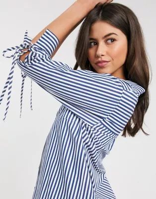 River Island poplin stripe shirt in blue | ASOS (Global)