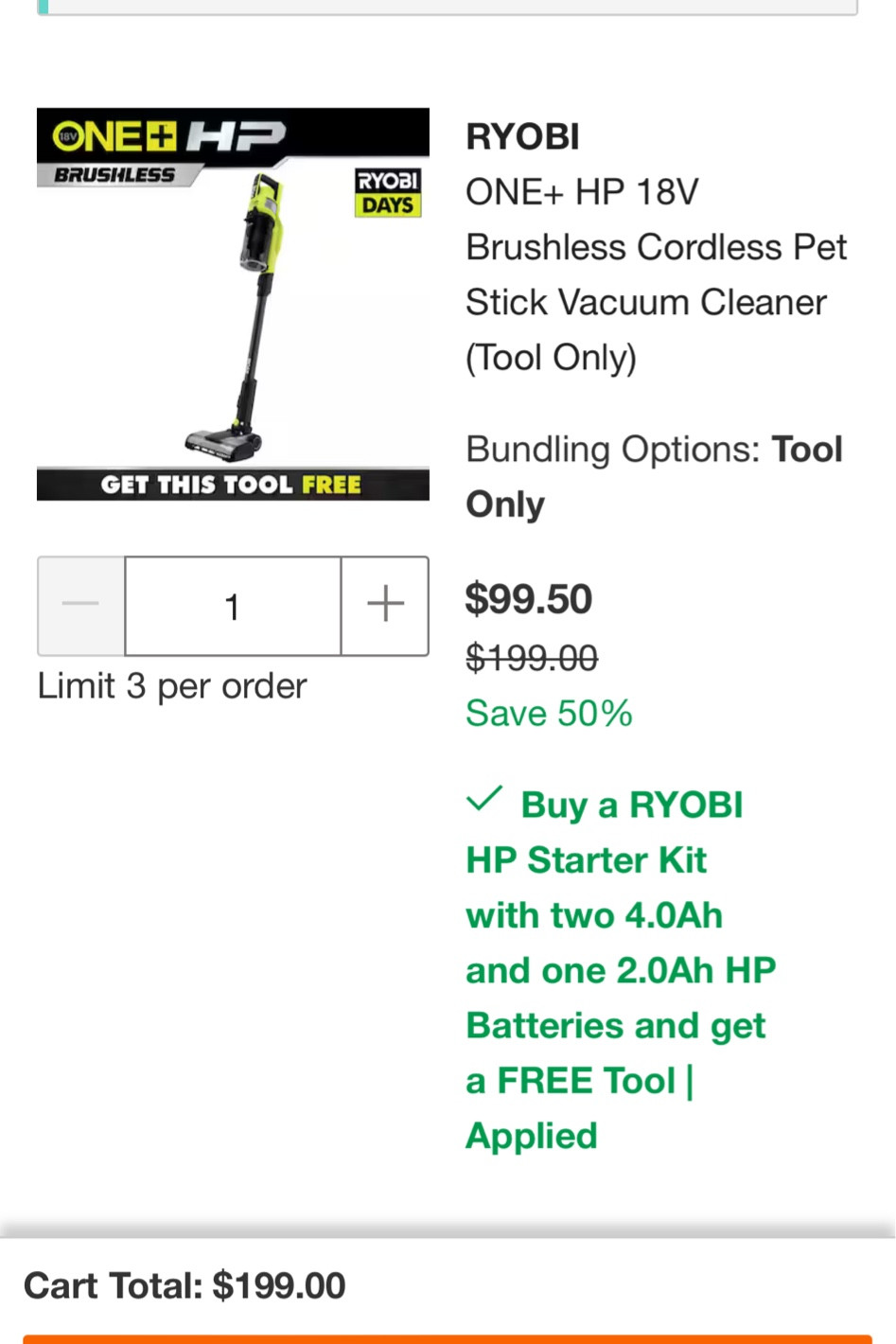 Buy a set of Ryobi 18v batteries and get the Ryobi stick vacuum for free! 

#LTKHome #LTKSaleAlert