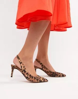 ASOS DESIGN Sebastian Slingback Mid Heels in leopard print | ASOS US