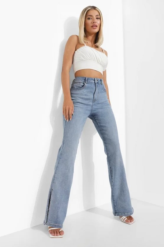 Wide Leg Split Hem Jean | Boohoo.com (UK & IE)