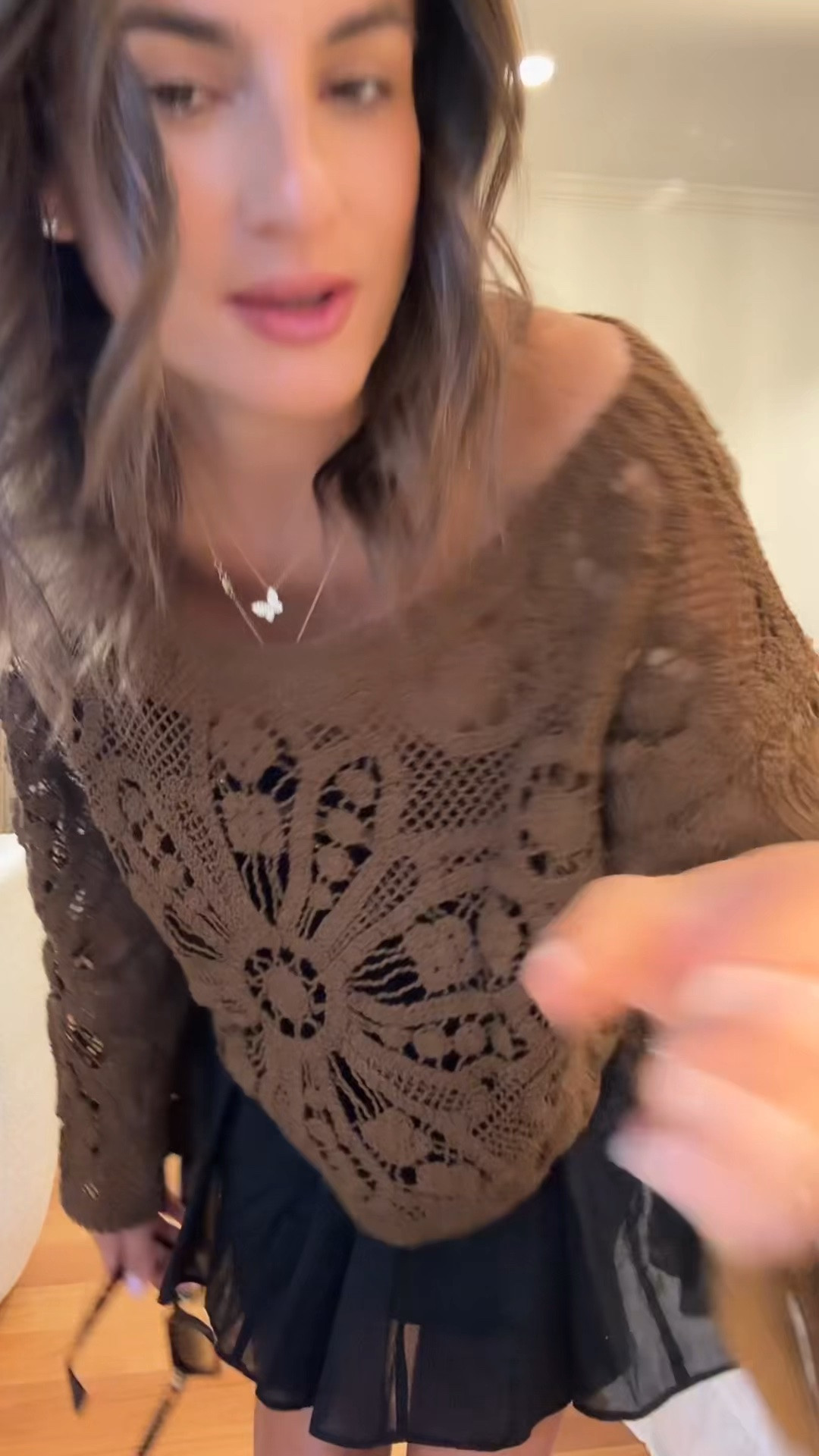 Crochet top and skirt for a summery fall look