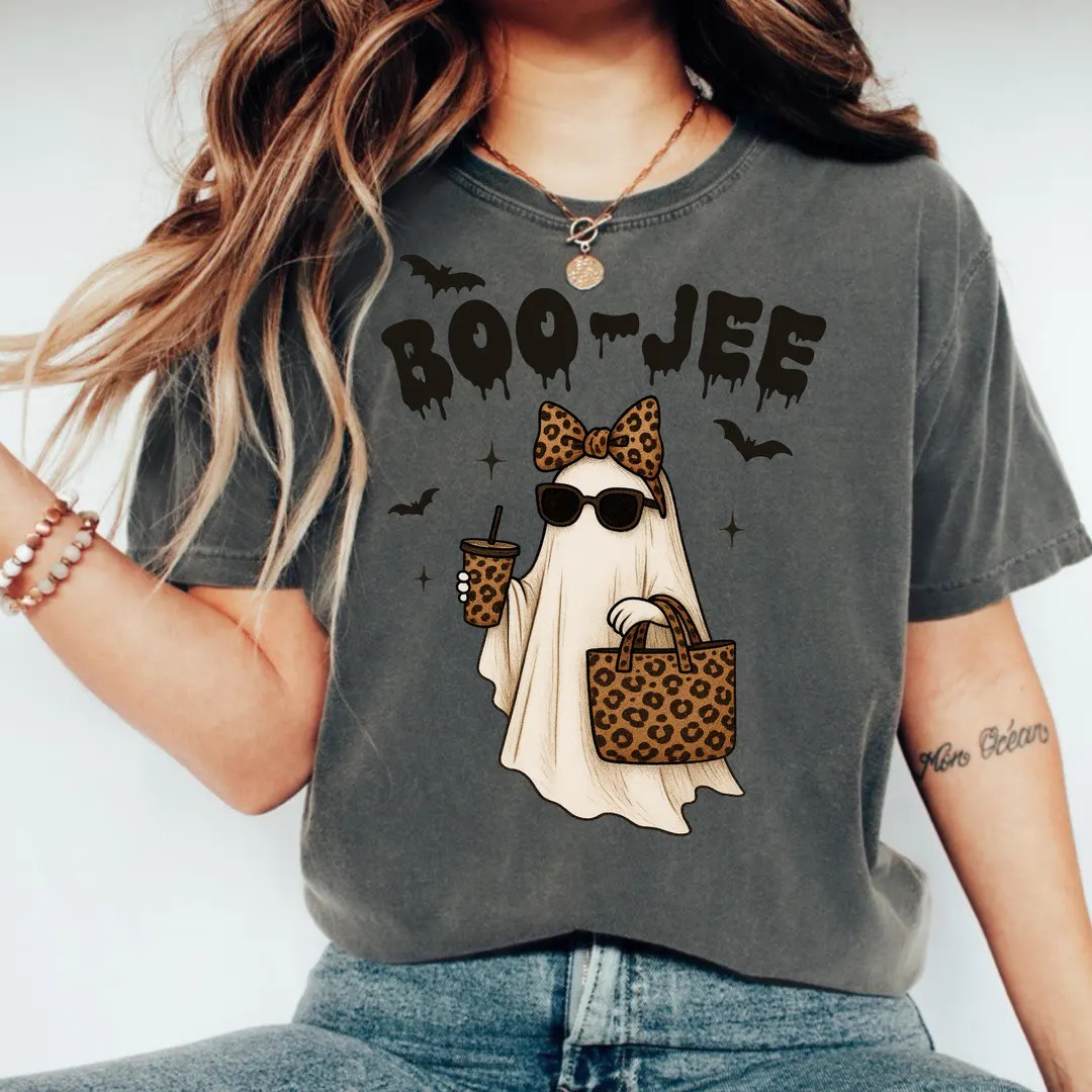 Comfort Colors® BOO-JEE Shirt, Boujee Ghost Halloween Tee, Funny Spooky Season Shirt, Leopard Pr... | Etsy (US)