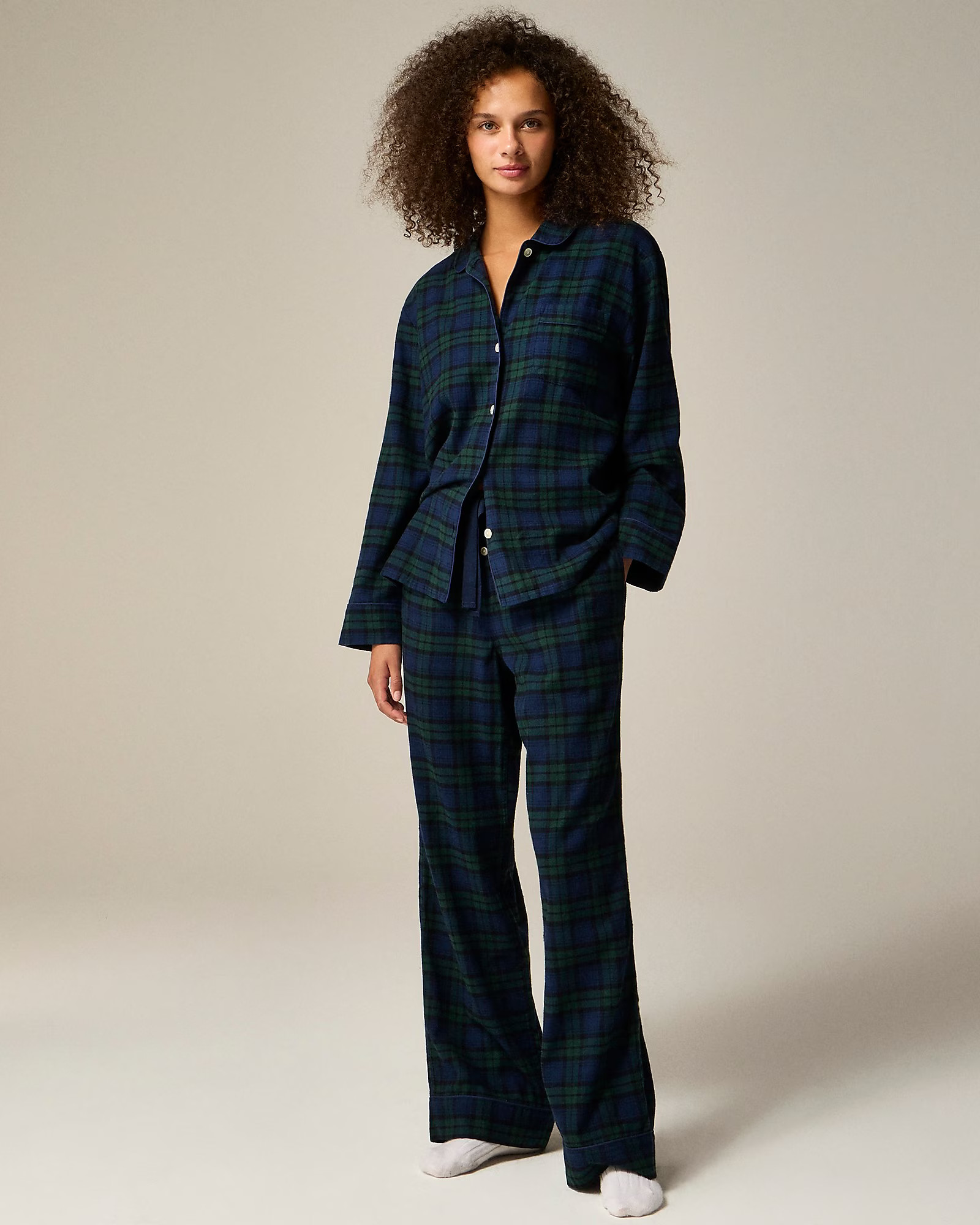 Cotton flannel pajama pant set in Black Watch tartan | J. Crew US