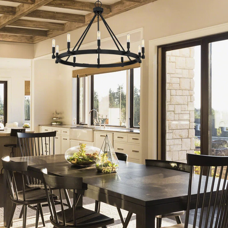 Drubin 10-Light Candle Style Wagon Wheel Chandelier | Wayfair North America