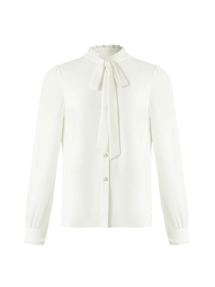 Bow Tie Ruffle Collar Women Shirt | GOELIA