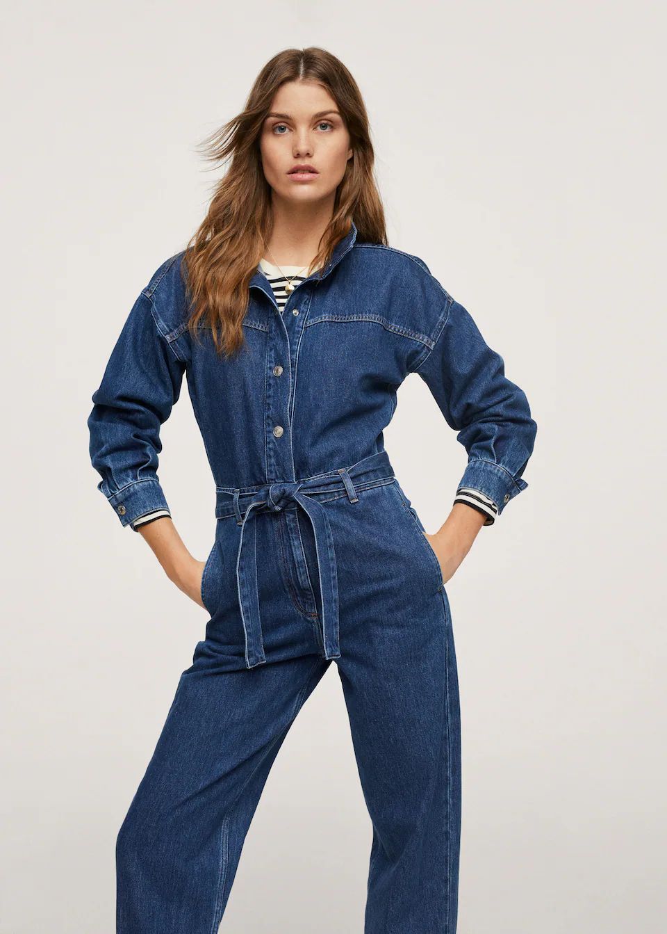 Belt denim jumpsuit | MANGO (US)