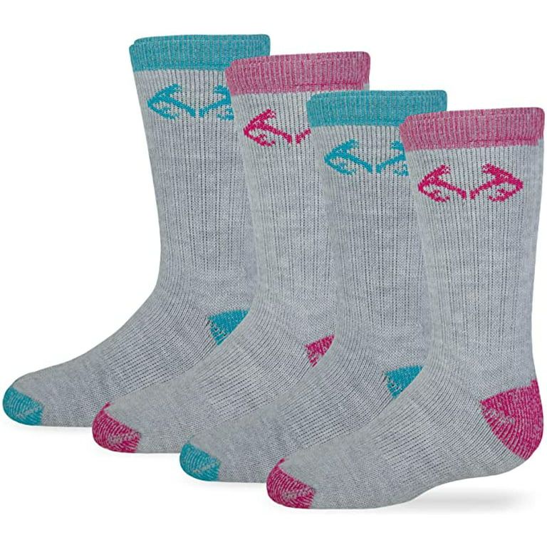 Realtree Girls Socks, 4 Pair Merino Wool Outdoor Kids Youth Boot Socks (Little Girls & Big Girls)... | Walmart (US)