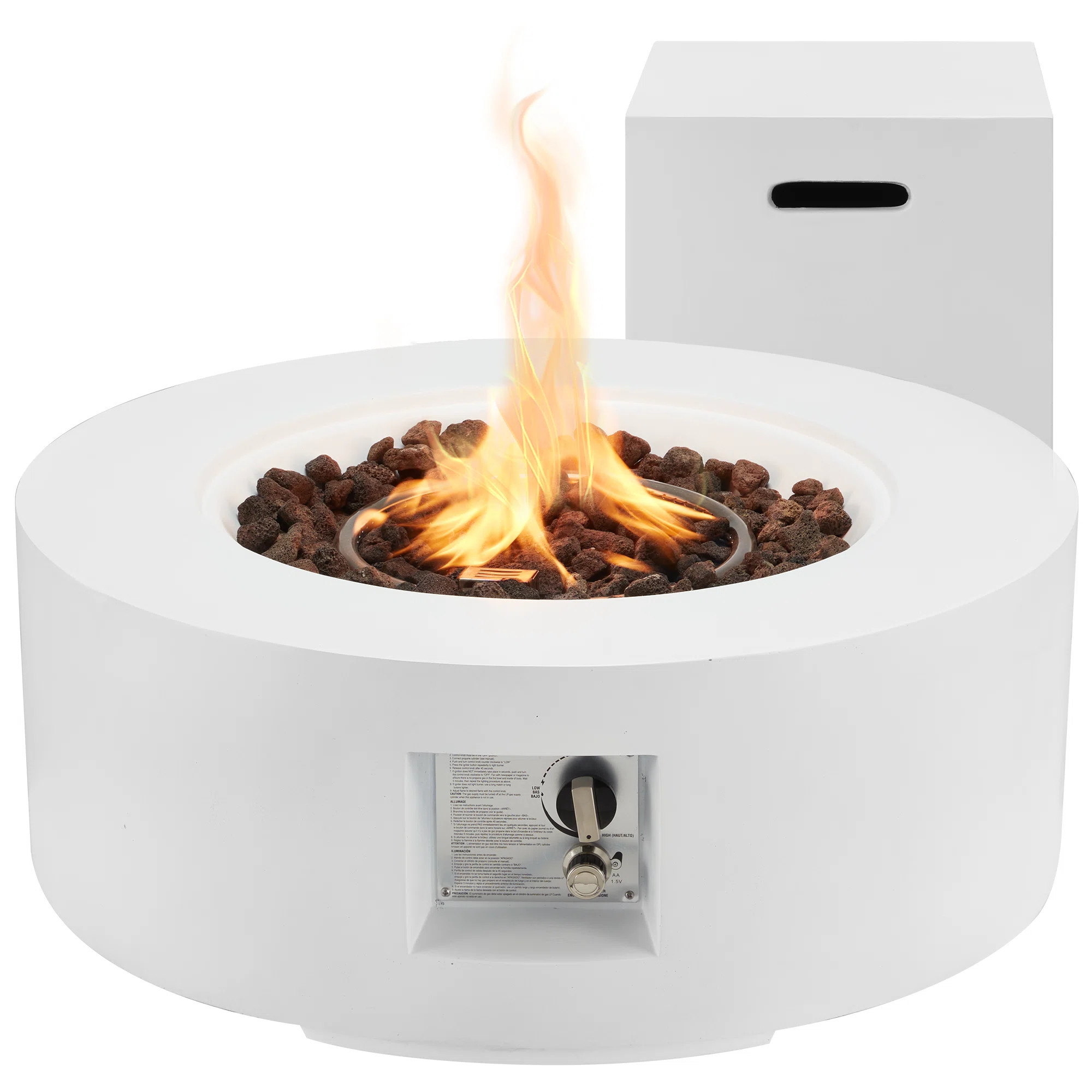 Round Magnesium Oxide Concrete Propane Smokeless Fire Pit | Wayfair North America