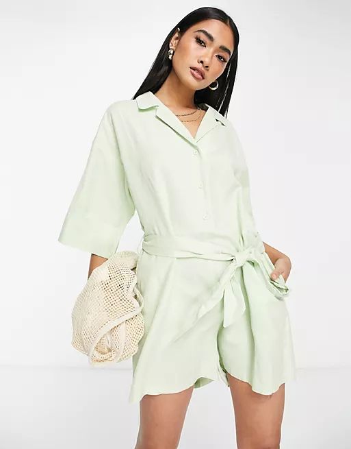 Rhythm Vacay beach romper in pistachio | ASOS (Global)